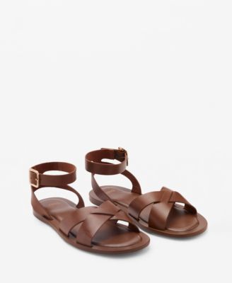 MANGO - Women's Buckle Strap Leather Sandals