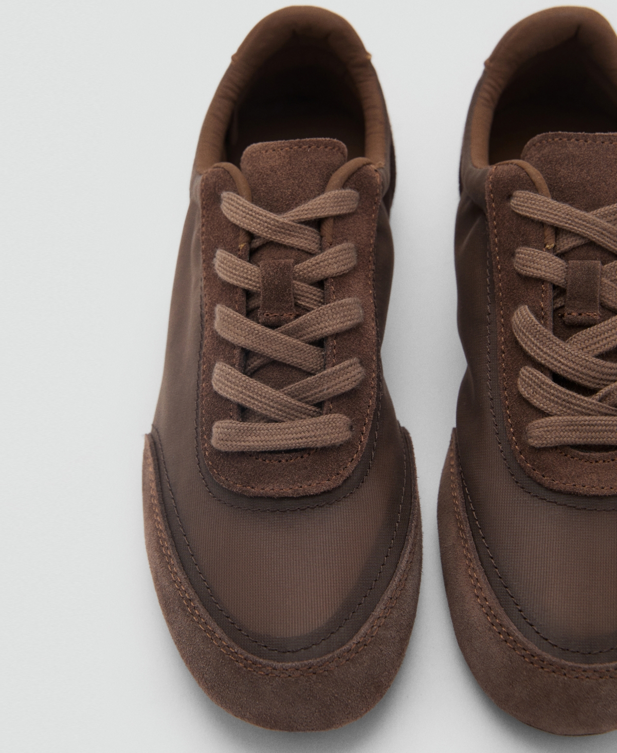 Shop Mango Women's Suede Blend Sneakers In Chocolate