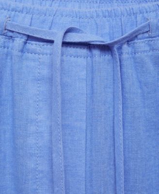 Women's Straight Linen-Blend Trousers Pants