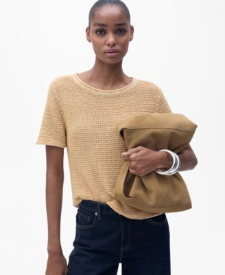 MANGO - Women's Short Sleeve Thick Knit Sweater