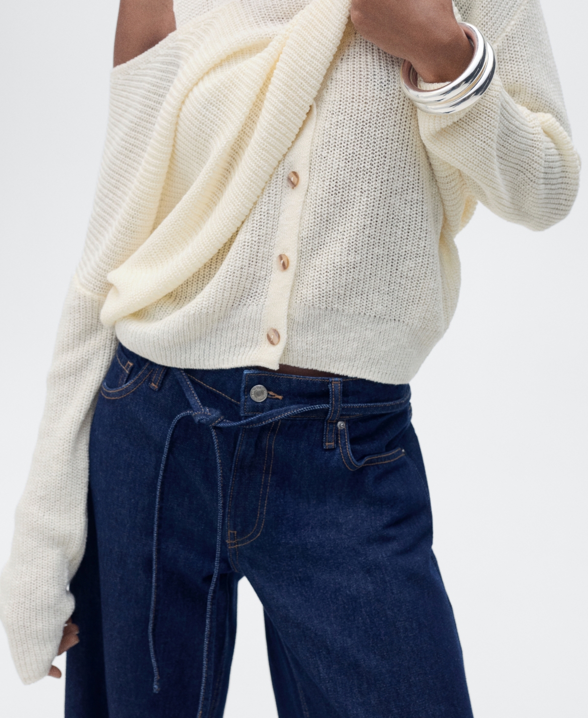 Shop Mango Women's Buttoned Chunky Knit Sweater Vest In Ecru