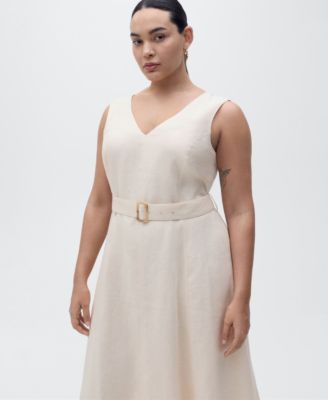 Women's Belt Linen Dress