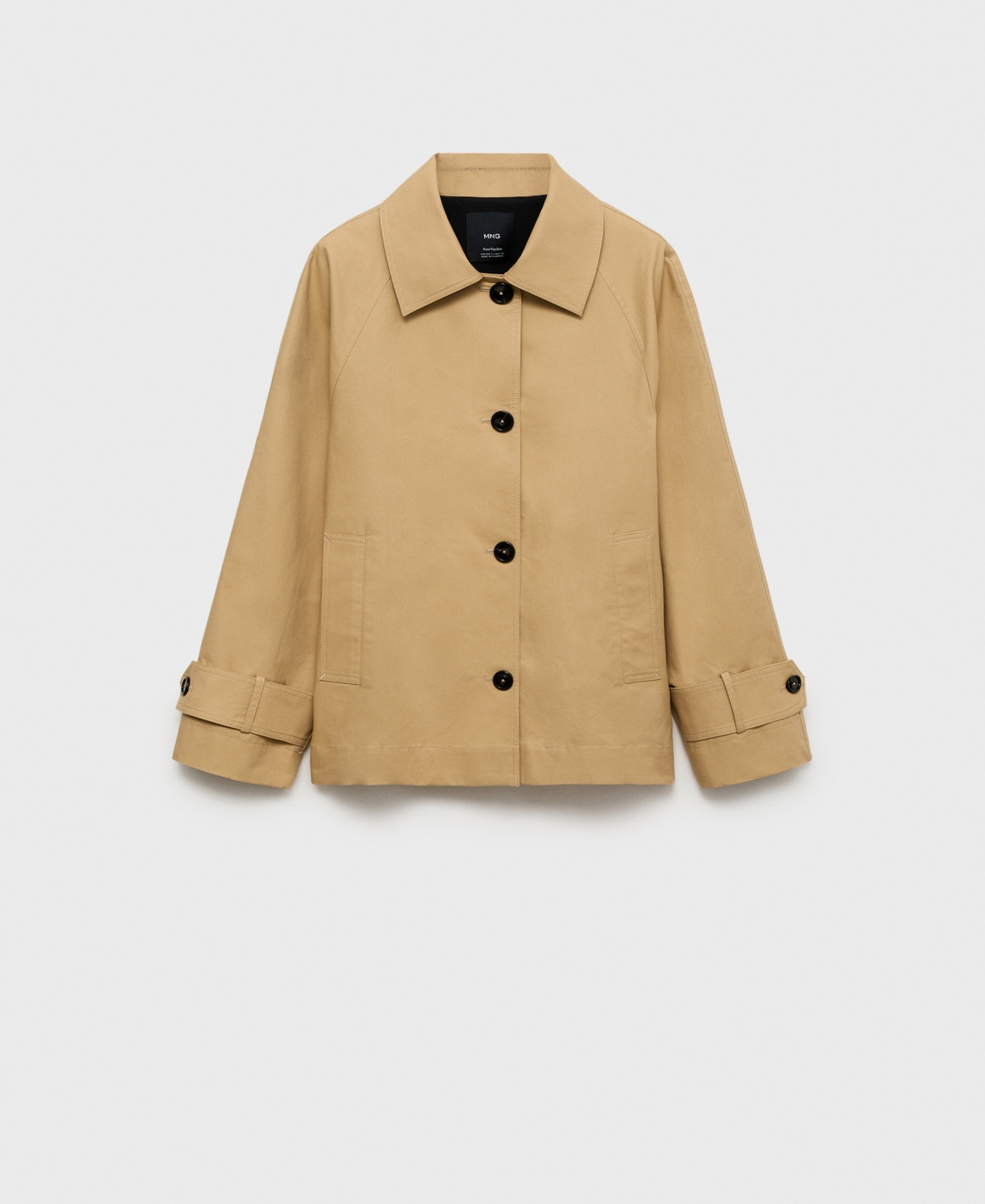 Mango Crop Cotton Trench Coat In Medium Brown