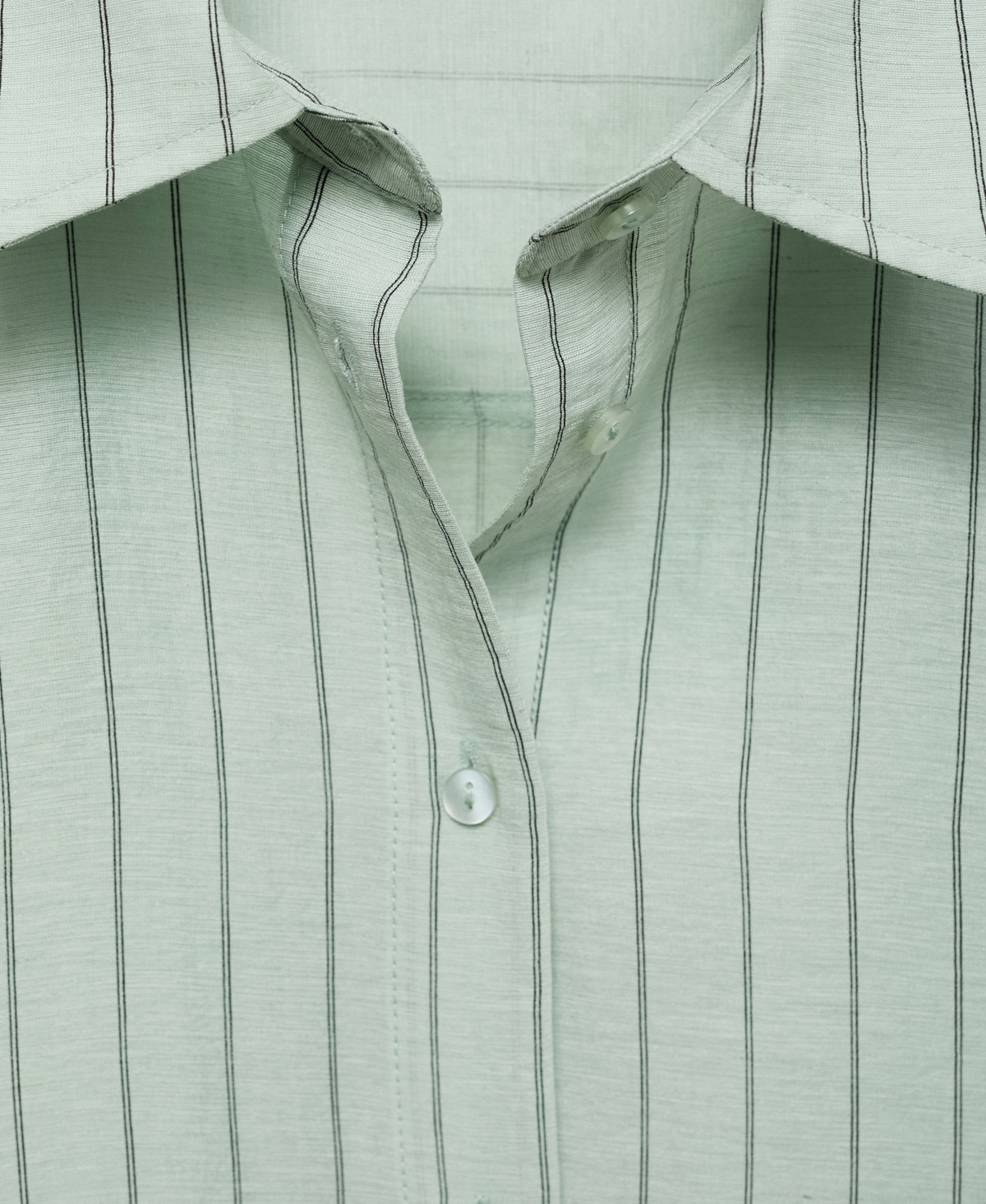 Mango Striped Cropped Shirt Green In Green