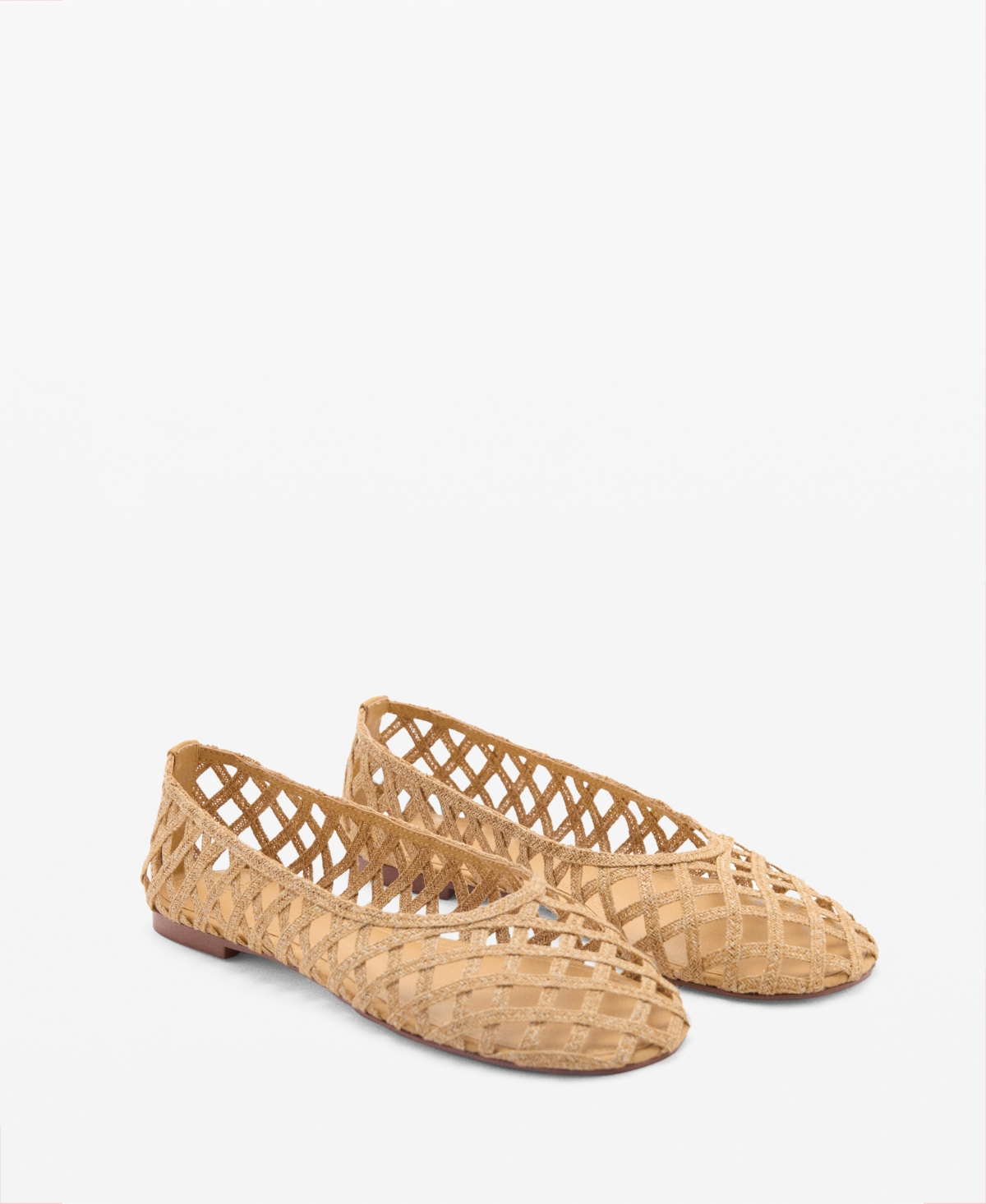 Mango Natural Fibre Ballerina Flats Medium Brown In Medium Brown