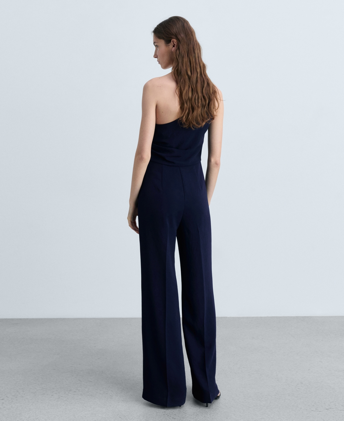 Shop Mango Women's Metallic Detail Asymmetrical Jumpsuit In Night Blue