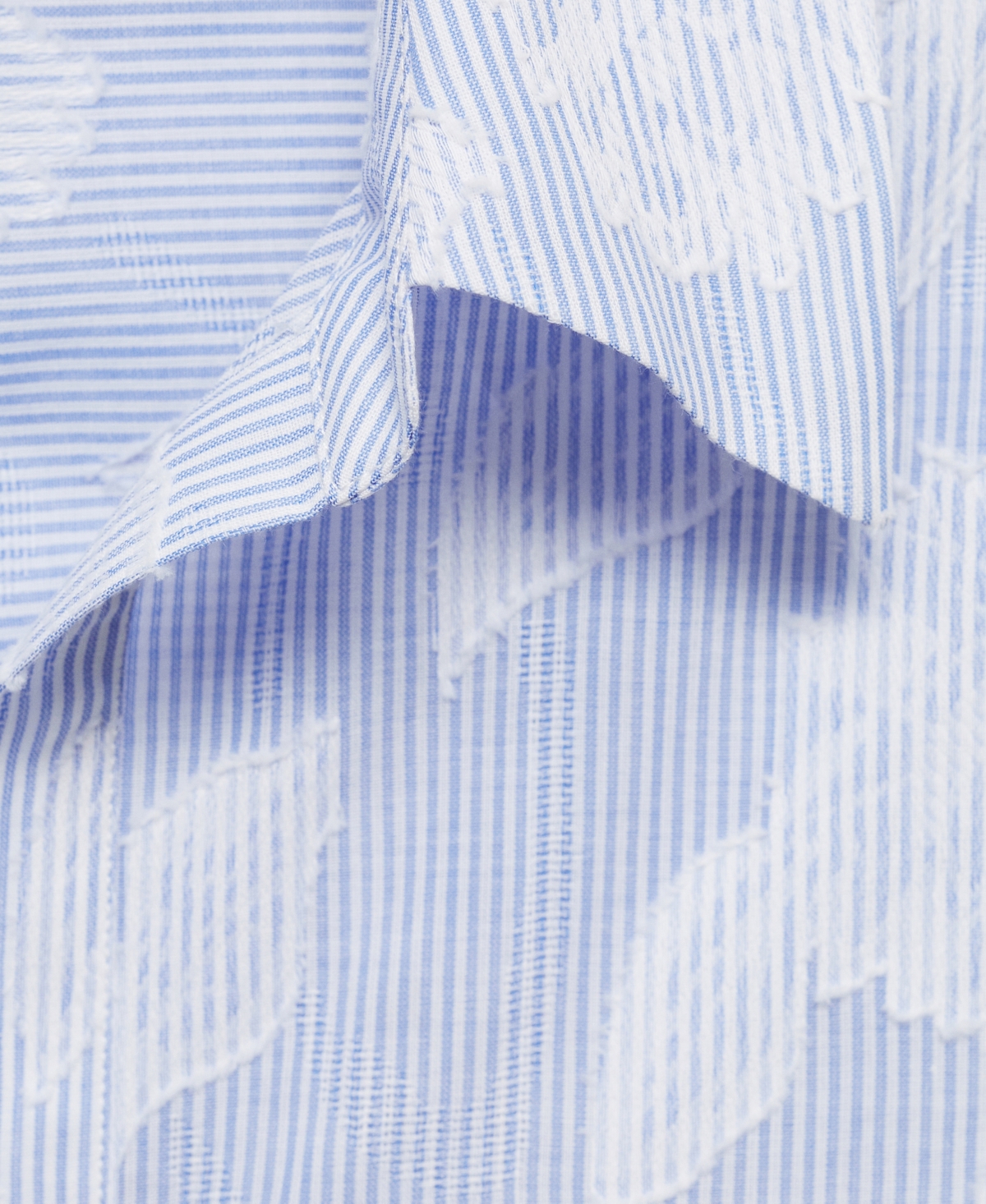 Mango Oversize Embroidered Floral Stripe Button-up Shirt In Sky Blue