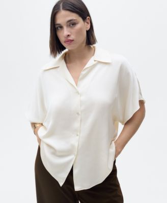 Women's Short-Sleeved Satin Shirt