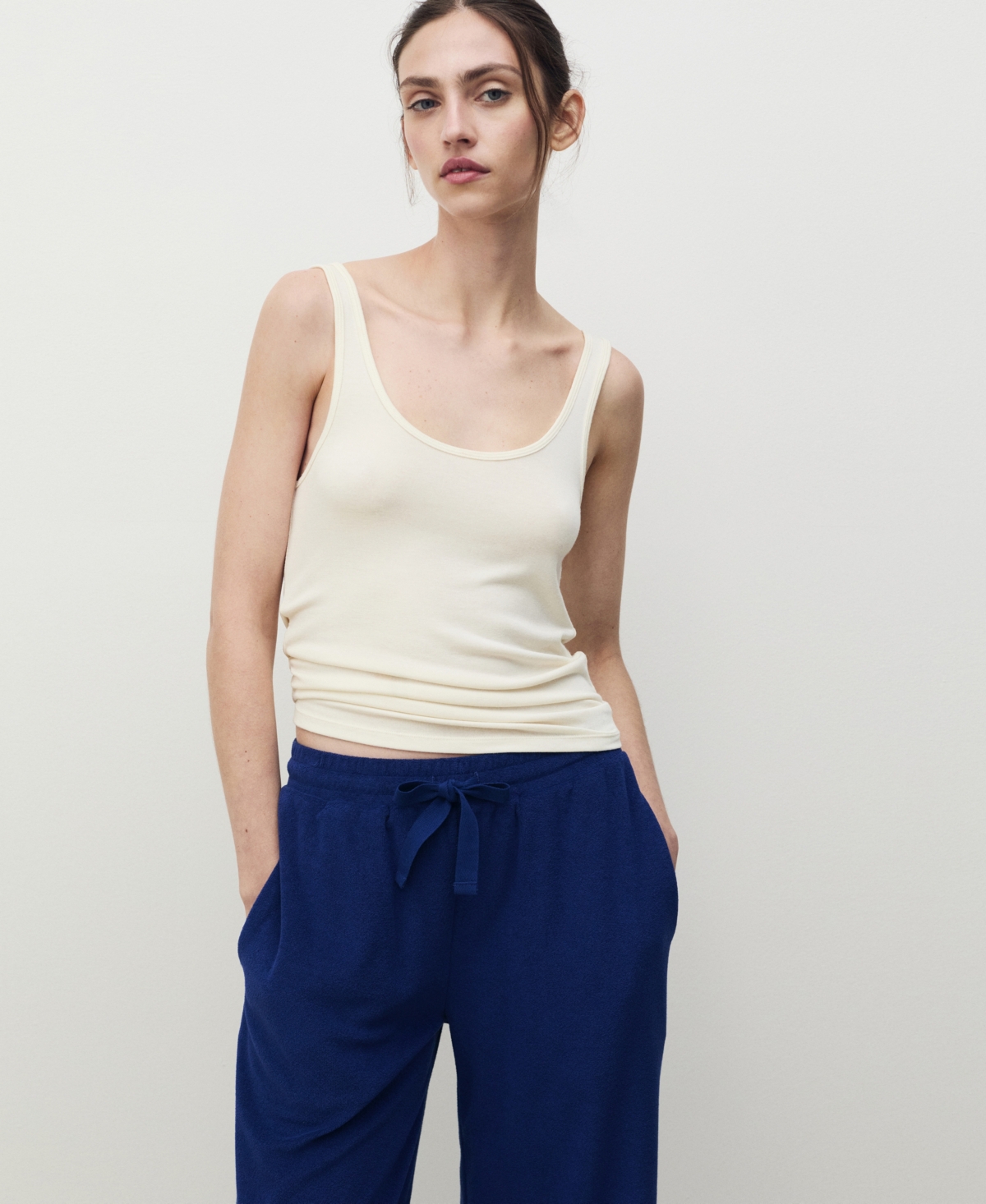 Mango Pull-on Wide Leg Terry Pants