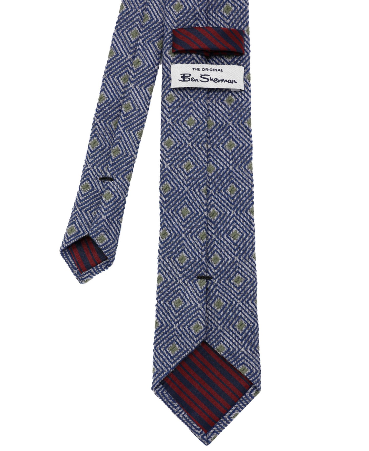 Мужской галстук Ben Sherman Geometric Silk Tie, цвет: Серый тёмно-синий — фото 2