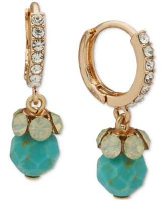 Anne Klein - Gold-Tone Mixed Stone & Bead Charm Huggie Hoop Earrings