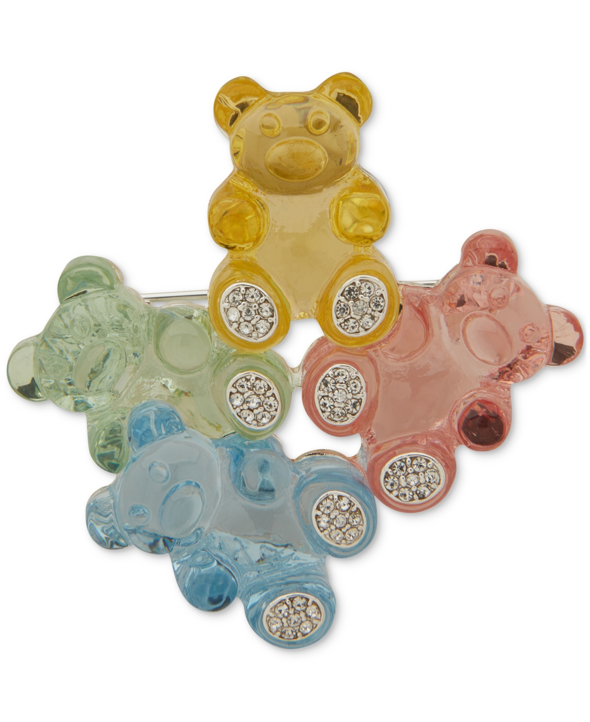 Silver-Tone Pave Multicolor Candy Cluster Pin - Multi