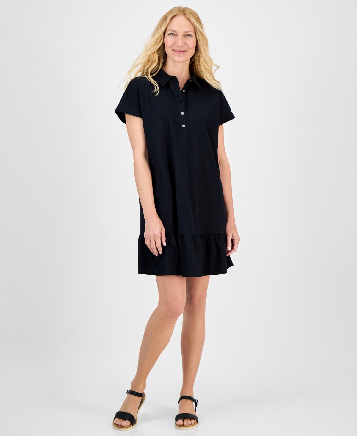 Style & Co Women's Cotton Short-sleeve Shirtdress, Exclusively At Macy's
