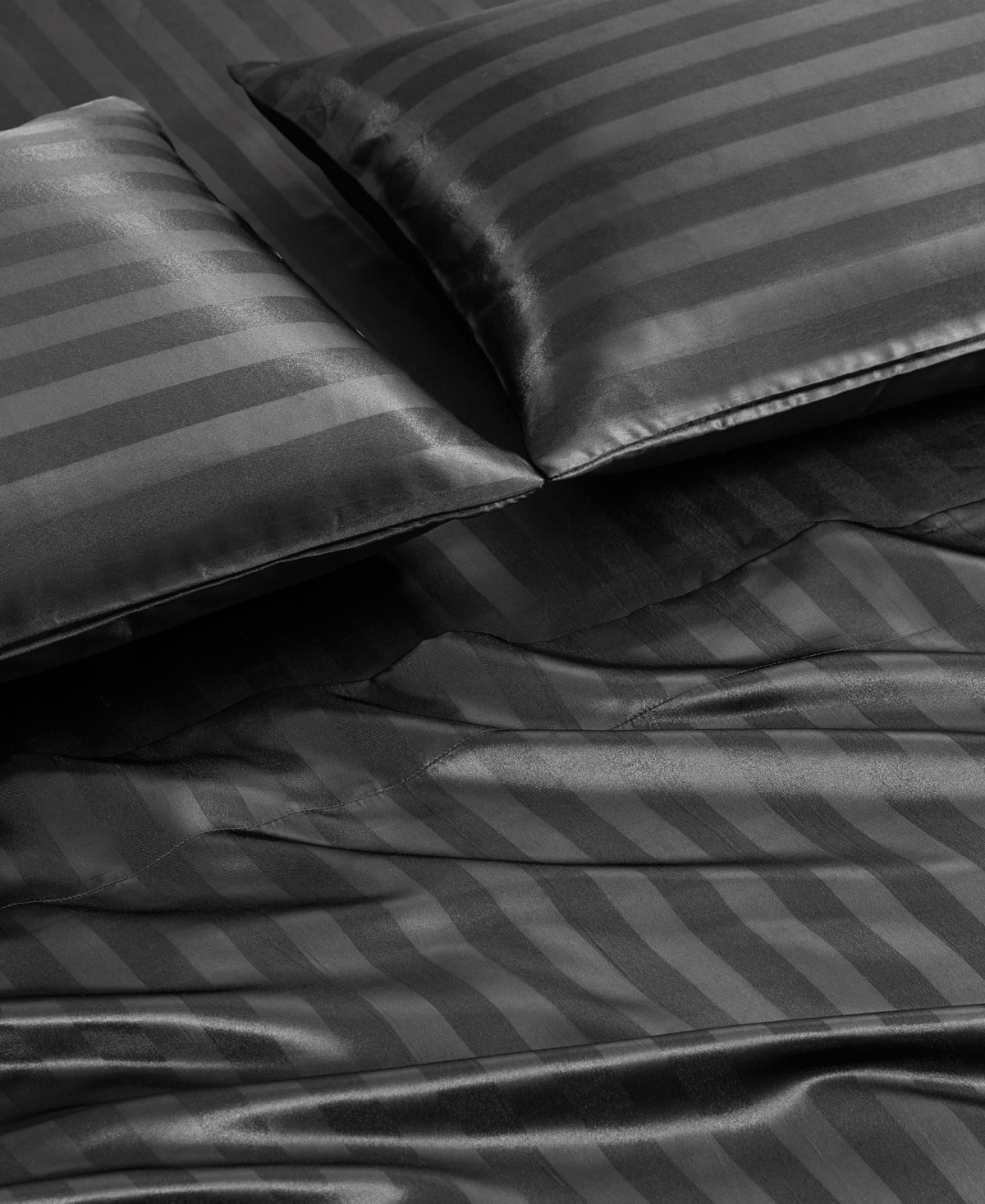 Shop Juicy Couture Satin Damask 4-pc. Sheet Set, Full In Black