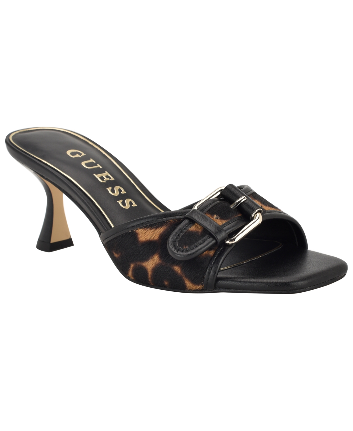 Guess Women's Dista Buckle Kitten Heel Sandals In Animal Print