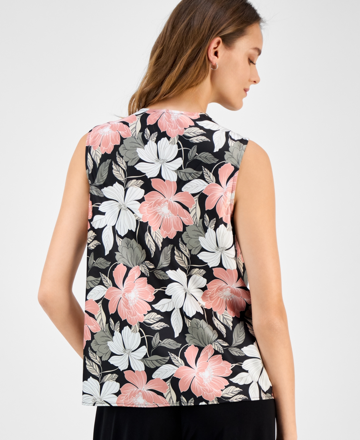 Kasper Women's Printed Cowlneck Sleeveless Top