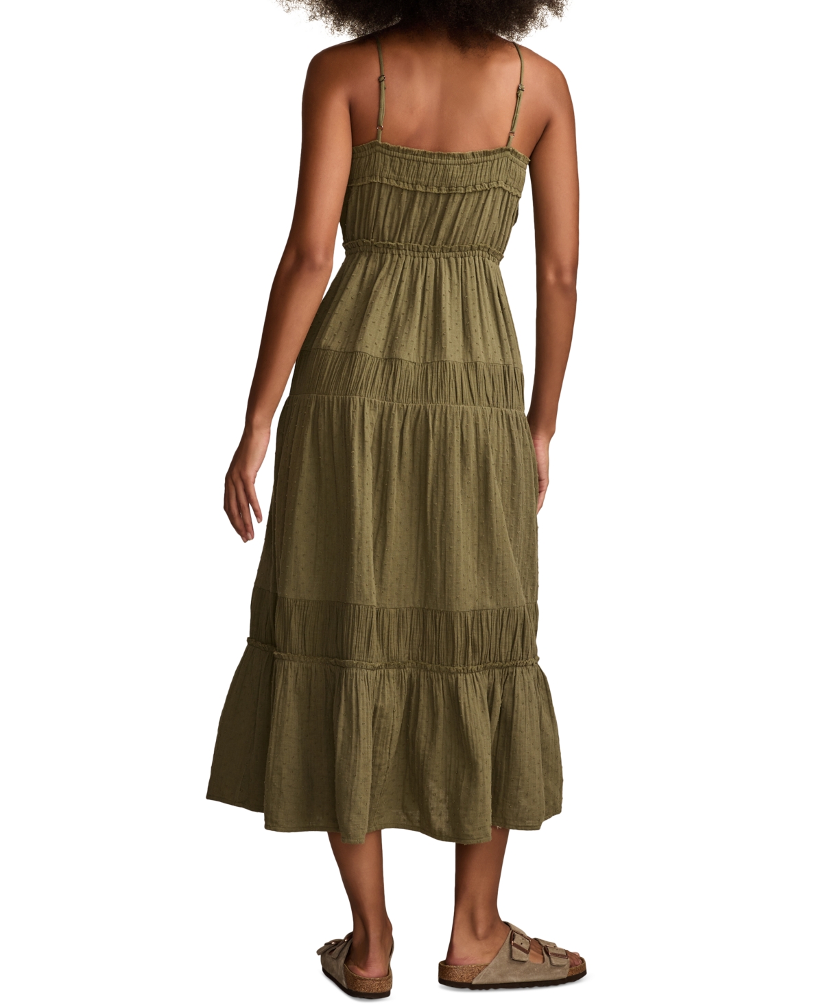 Shop Lucky Brand Women's Cotton Gauze Tiered Maxi Dress
