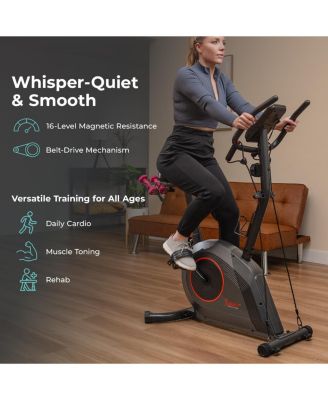 Smart 16-Level Magnetic Resistance Upright Bike, with Workout Bands & Free SunnyFit App via Bluetooth
