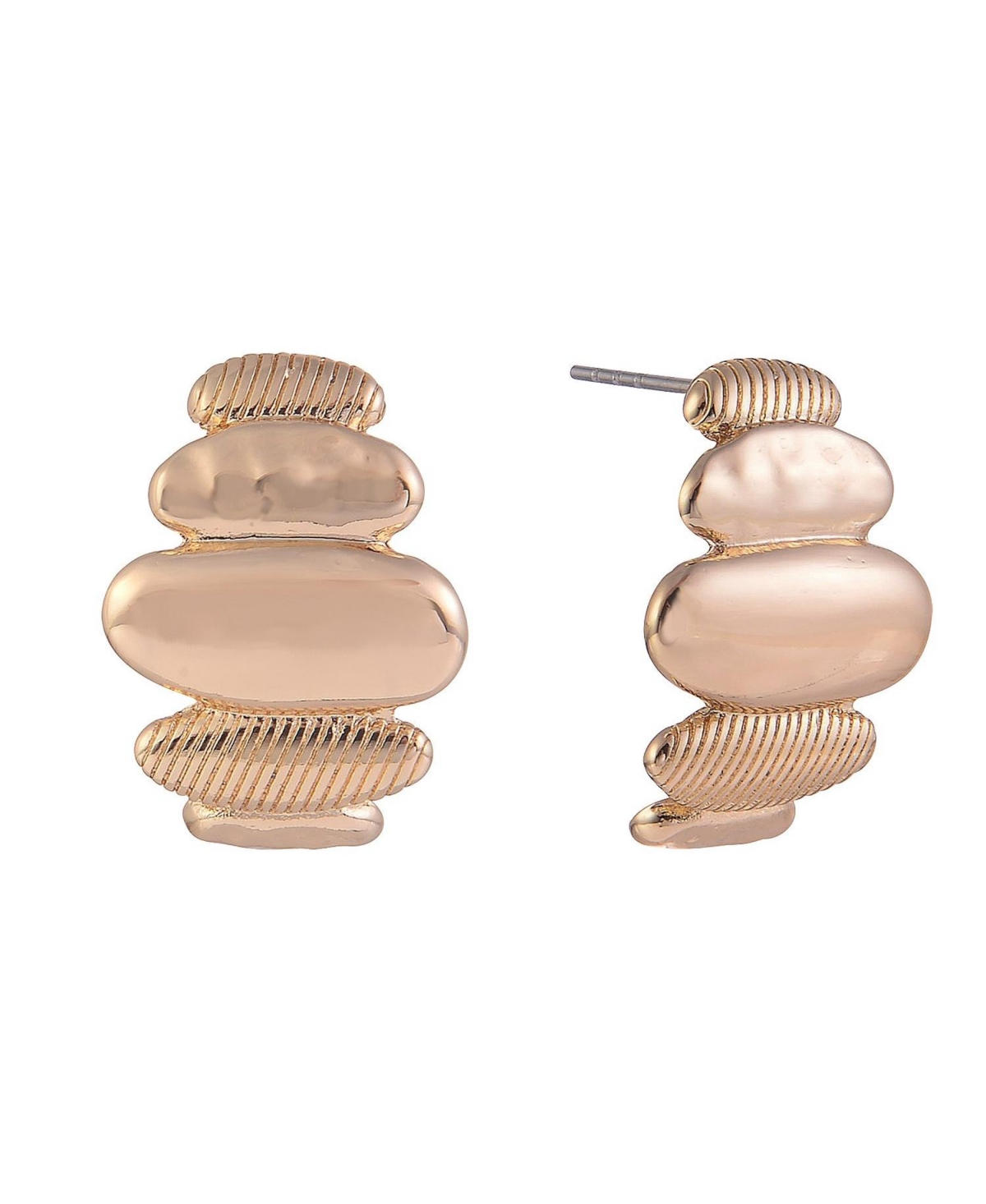 Gold Tone Polished and Textured Drop Earrings - Gold