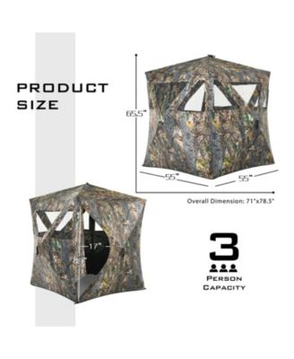 3 Person Portable Pop-Up Ground Hunting Blind with Tie-downs