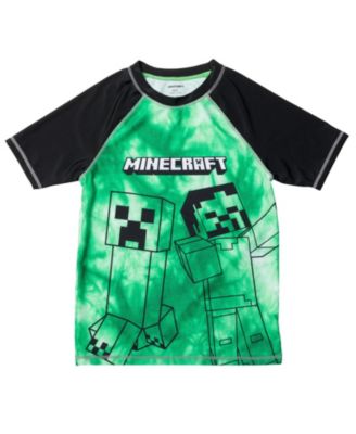 Minecraft Boys Creeper Rash Guard Swim Shirt - Macy's