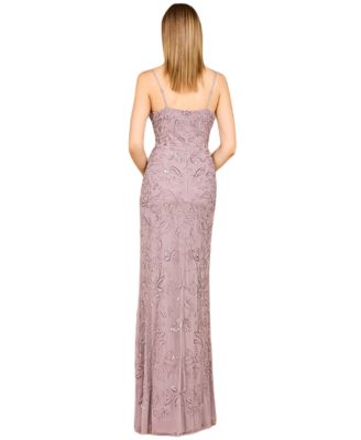 Women's Embellished Gown with Slit And Spaghetti Straps - OUTLET