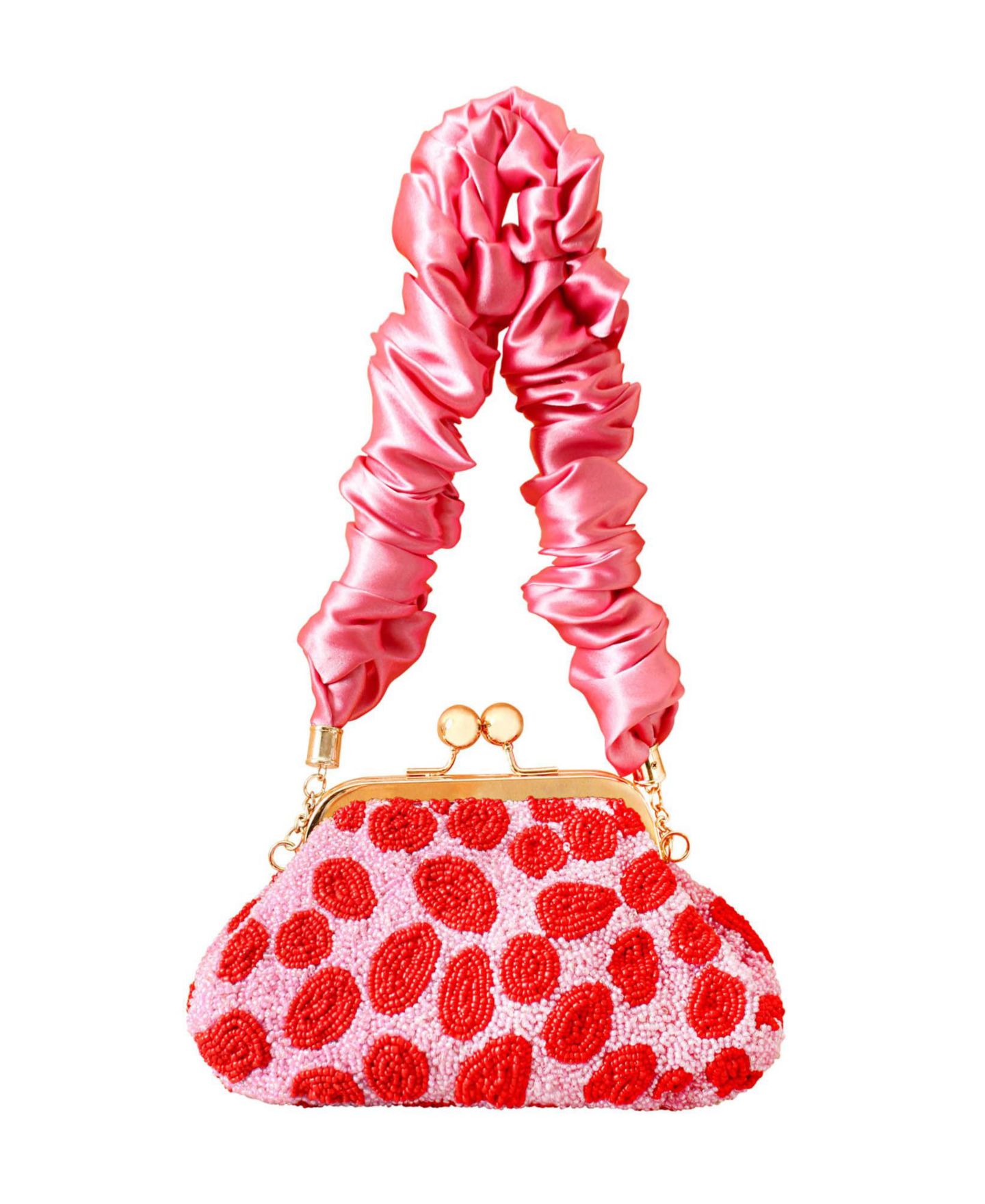Женский клатч Brunna.co Arnoldi Daisy Hand-beaded Clutch In Pink & Red, цвет: Розовый — фото 1