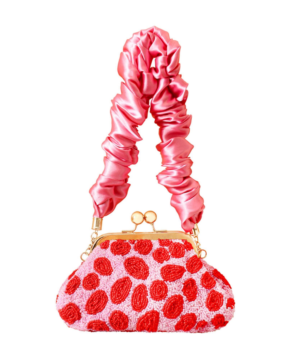 Arnoldi Daisy Hand-beaded Clutch Bag In Pink & Red - Pink
