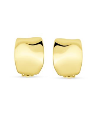 Set of 2 Geometric Dome Half Hoop Clip-On Earrings for Non-Pierced Gold Plated