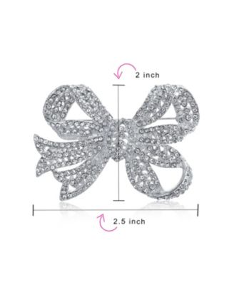 Set of 2 Victorian Style Crystal Filigree Ribbon Brooch Pin Rose Gold Plated