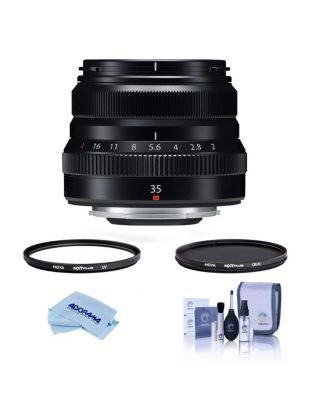 XF 35mm f/2 R WR Lens, Black, Bundle with Tiffen 43mm UV and CPL Lens Filters