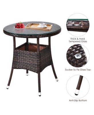 4PCS Outdoor Patio Rattan Furniture Set Cushioned Sofa Table