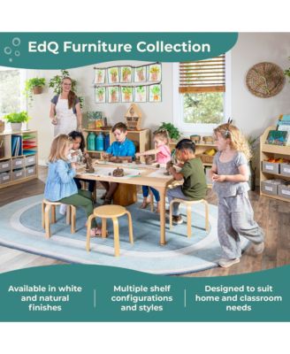 EdQ 2-Shelf Open Storage 24" - White: Wooden Kids' Classroom Storage Furniture, Playroom and Bedroom Toy Cube Organizer