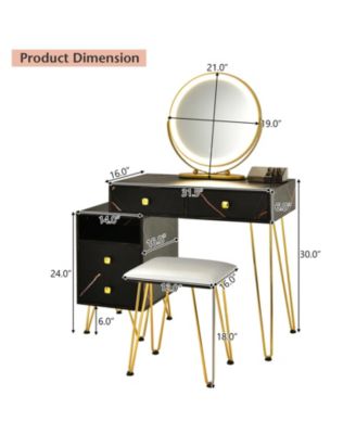 Modern Dressing Table with Storage Cabinet-Black