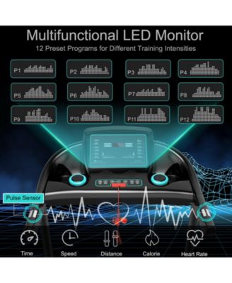 2.25HP Electric Running Machine Treadmill with Speaker and APP Control-Blue