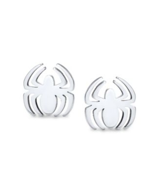 Set of 2 Black Widow Spider Illusion Stud Earrings in Surgical Steel
