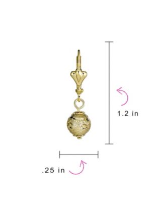 Set of 2 Drop Ball Earrings in Gold Plated Brass - 6MM & 10MM