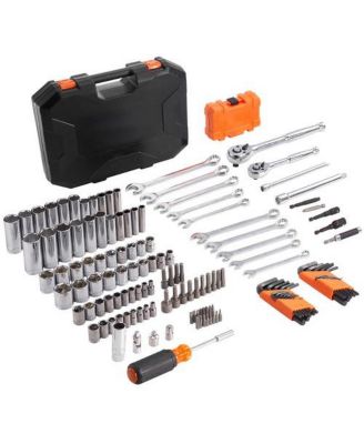 Mechanics Tool Set And Socket Set, Drive Deep And Standard Sockets, 145 Pcs SAE And Metric Mechanic Tool Kit With Bits, Combination Wrench, Hex Wrenches, Accessories, Storage Case