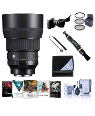 85mm f/1.4 DG DN ART Lens for Sony E, Bundle with ProOptic 77mm Filter Kit, PC Software Kit, Cleaning Kit, Lens Wrap, Flex Lens Shade, Lens Cap