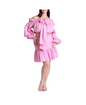 Women's Plus Size Full Poplin Mini Skirt