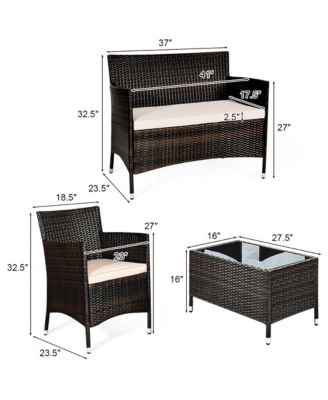 8PCS Patio Garden Rattan Furniture Set Coffee Table Cushioned Sofa