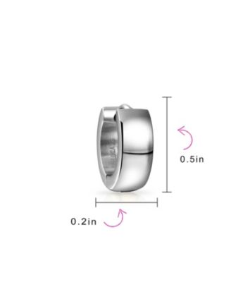 Set of 2 Simple Basic Polished Huggie Hoop Earrings Silver Gold Plated Steel