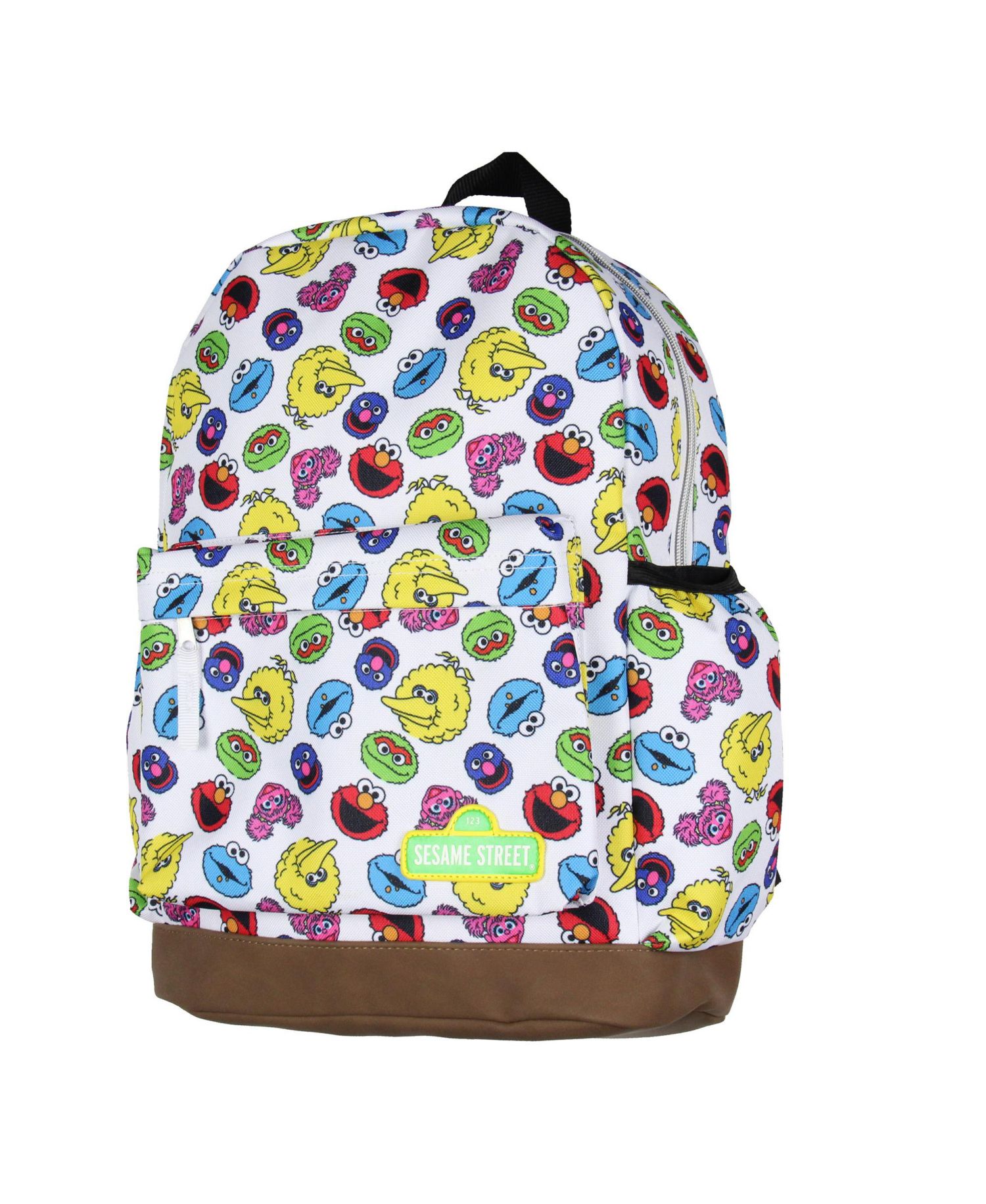Elmo Big Bird Cookie Monster Scattered Print Faces Travel School Backpack For Daily Use 16"