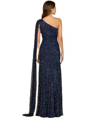 Women's One Shoulder Cape Gown