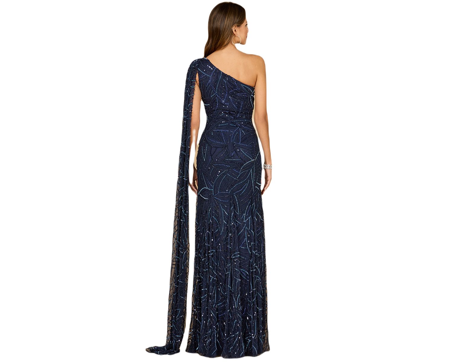 Women's One Shoulder Cape Gown