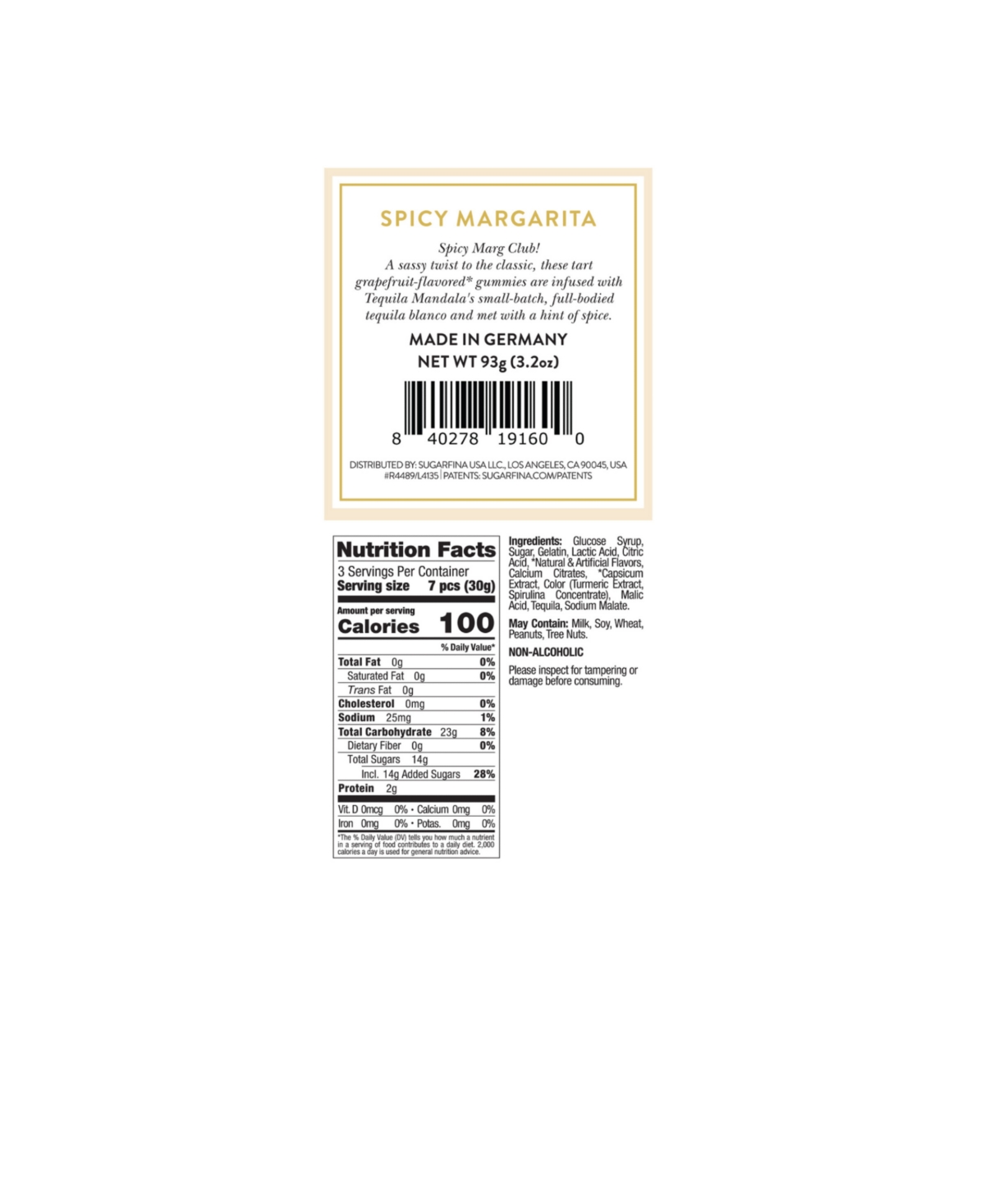 Sugarfina Spicy Margarita Small Cube Kit Tequila Mandala Blanco, 3 Pieces