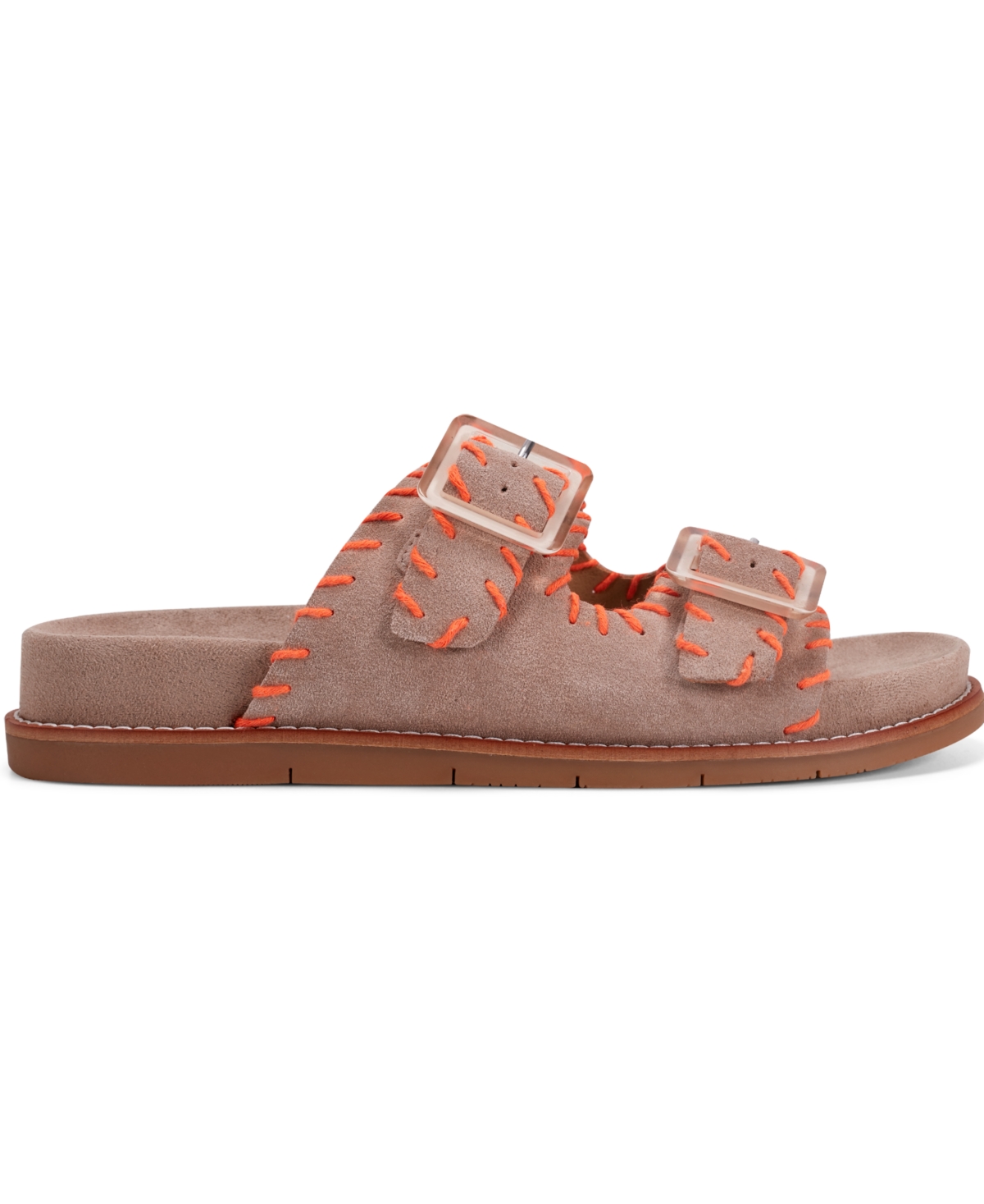 Shop Earth Women's Fausto Stitched Double Band Slip-on Sandals In Taupe Suede