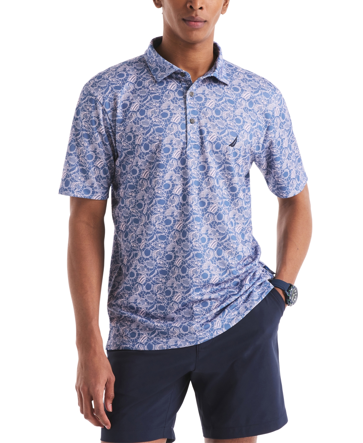 Nautica Men's Classic-fit Moisture-wicking Printed Performance Golf Polo Shirt
