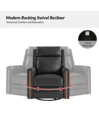 Jaime Genuine Leather Swivel Power Recliner Built-in USB Port with Adjustable Headrest