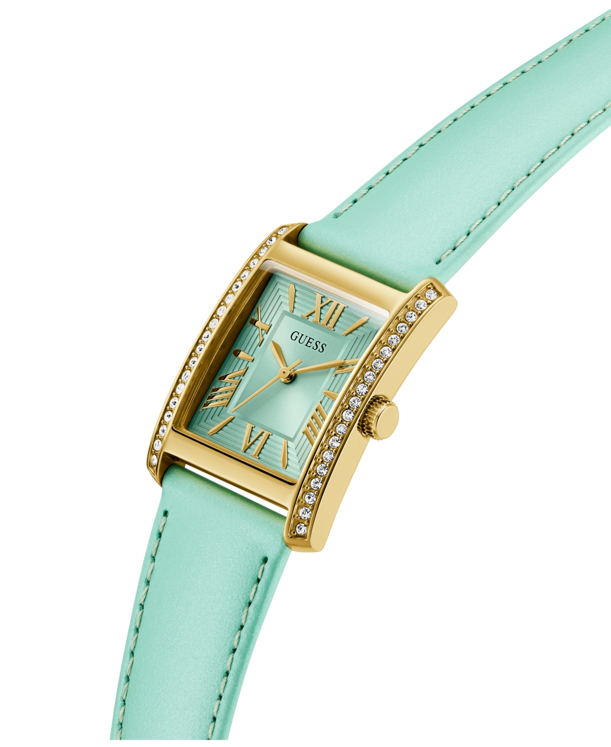 Guess Women's Analog Green Leather Watch, 27mm In Green